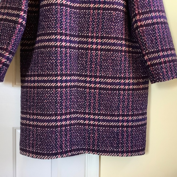 Rag & Bone Estelle Cocoon Wool Blend Plaid Coat Purple SZ Large - Picture 8 of 16